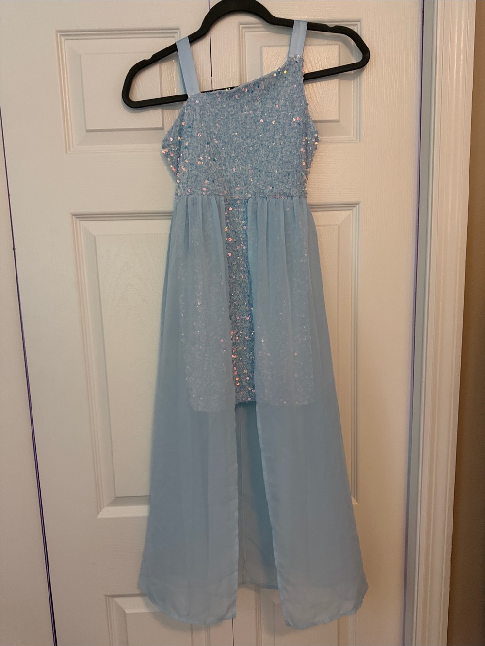 Girls Sparkle Light Blue Pageant Dress